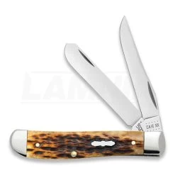 Case Cutlery Worn Antique Bone Peach Seed Jig Mini Trapper Pocket Knife 55226